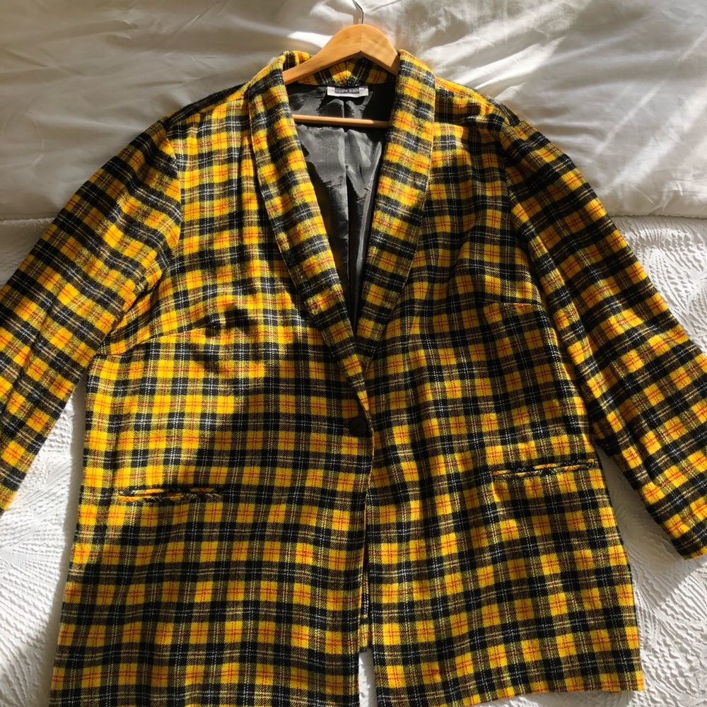 Vintage Yellow Plaid Coat